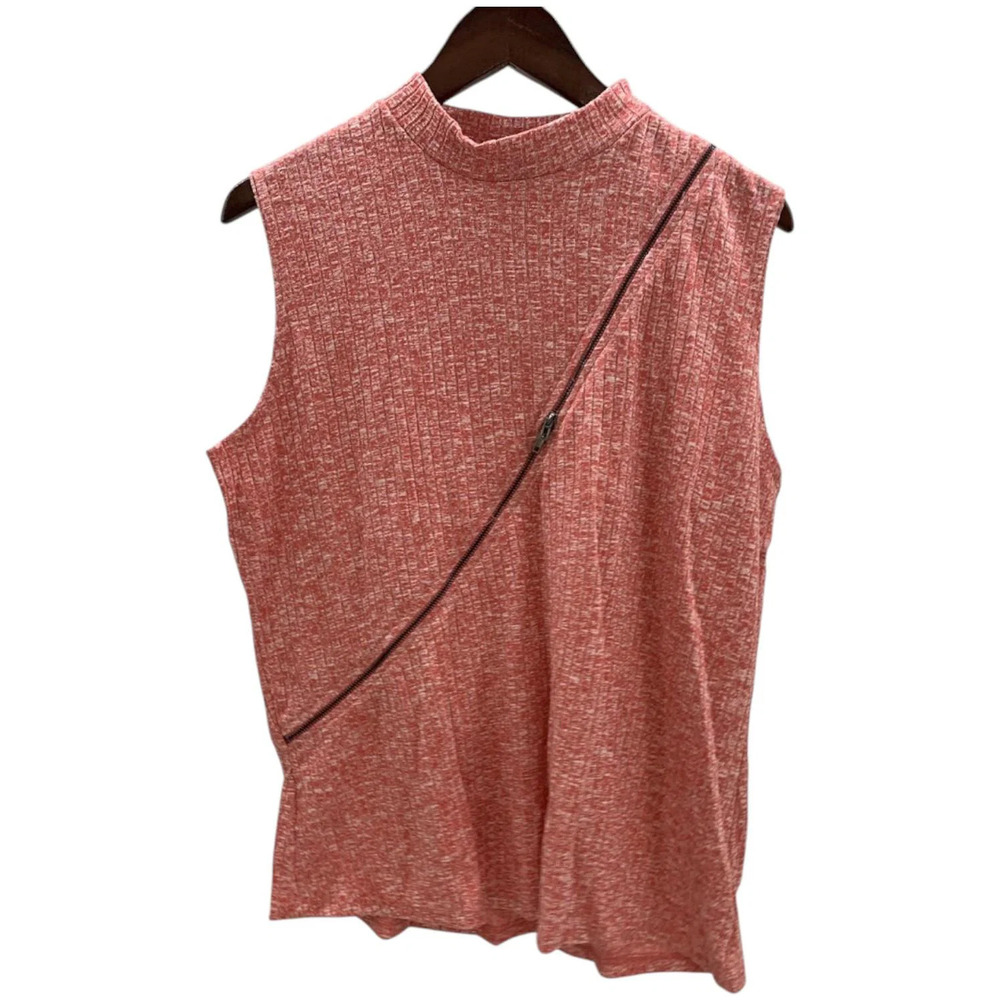 Brittany Humble Women's Mock Neck Zipper Top Red - Regular